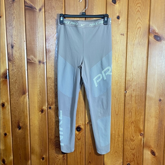 Nike Pro Tan Leggings with Pattern high waisted workout leggings moon fossil - Picture 4 of 12